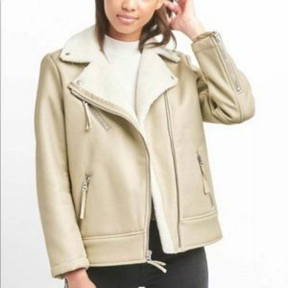 GAP shearling twill moto jacket